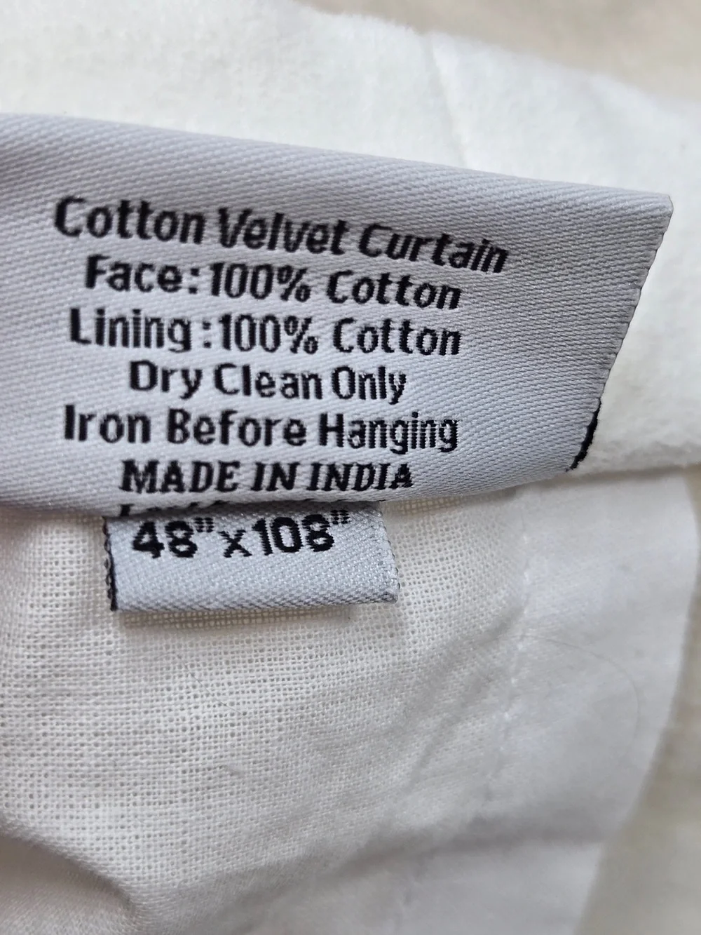 NWT QUINCE Set Of 2 48x108 Cotton Velvet Curtains Ivory 9748